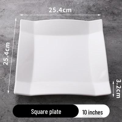 Assiette de dîner carrée blanche en mélamine 10 pouces pour usage commercial