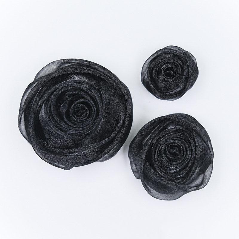3-4.5cm Organza Snow Rose Head Dress Hair Party Decoration Small Flower DIY Handmade Clothing Accessories Costume Designing