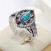 Bohemian Style Fashionable Imitation Turquoise Two Tone Enamel Ring, Anniversary Zircon, Suitable for Both Men and Women