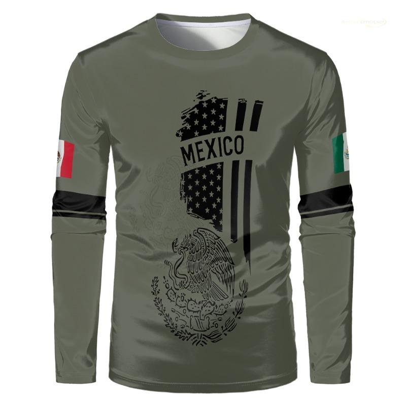 2024 Mexico Flag Print Men T-shirt Mexican Graphics Woman Long Sleeved T Shirt Casual Fashion Harajuku Sport Kids Street Clothes