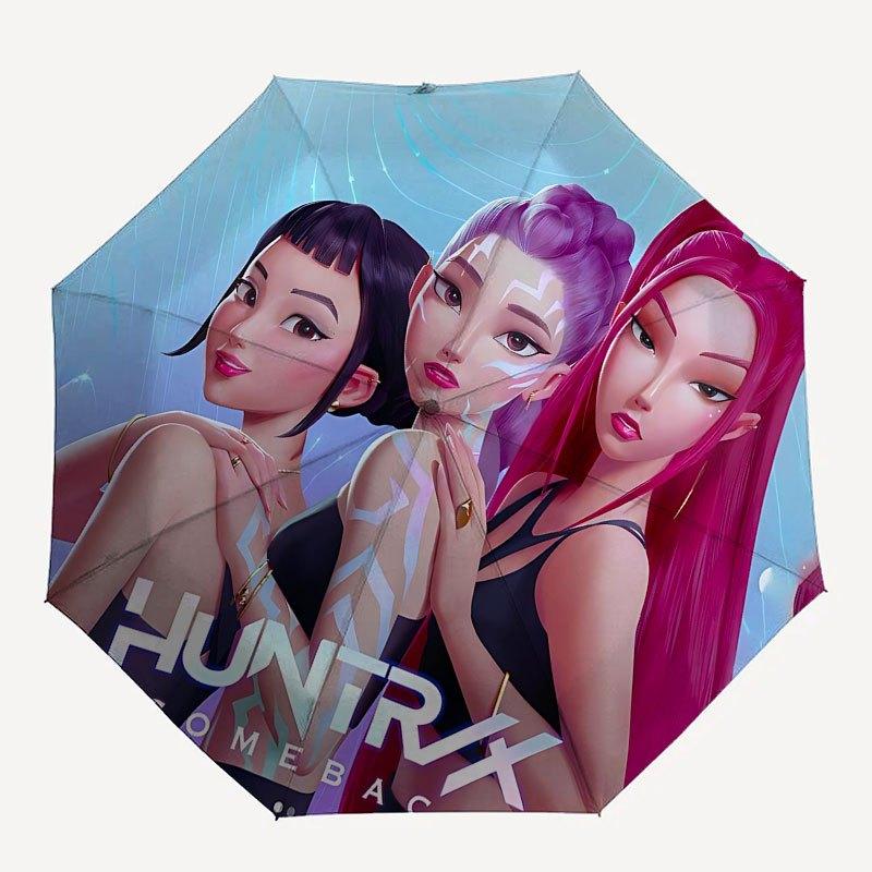 

1pc K-POP hunter X Automatic Opening/Closing Umbrella with Convenient Three-Fold Design, 8 Iron Ribs - for Outdoor Daily Use, Travel A46