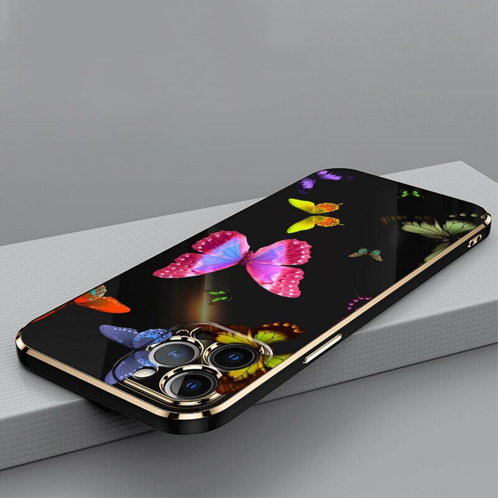 N76 Butterfly Plating Edge Soft TPU Phone Cases for Samsung A54 A13 A14 S24 Plus S23 Ultra S20 S21 FE A55 A05 A52s Shockproof Cover