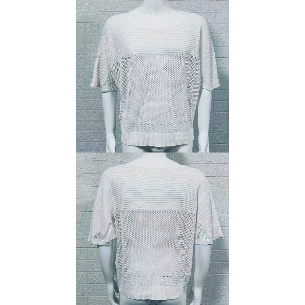 Thin Hollow Out Knitted Shirt for Men Round Neck Short Sleeved Pullover Top Summer Slim Fit Men's Clothing