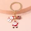 Cute Enamel Christmas Keychain Snowman Santa Claus Key Ring Pendants for Women Girls Handbag Decor DIY Handmade Jewelry Gifts
