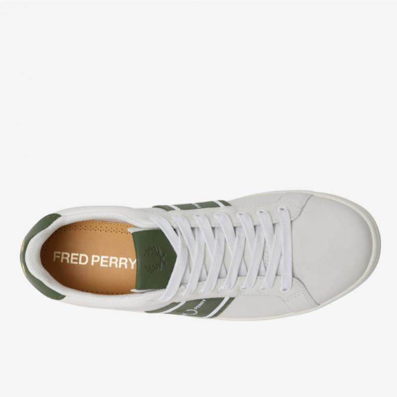 Fred Perry Unisex Leather Sneakers B721 Leather Graphic Branded Mesh