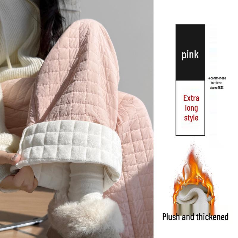 

Women s Fluffy Plaid Wide-Leg Pants: Thick Padded, Windproof, Warm, Straight Leg, Two-Way Wear, Casual Autumn/Winter Design S