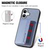 C1-02 For iPhone 16 Case RFID Blocking Card Holder Carbon Fiber Leather+PC+TPU Phone Cover