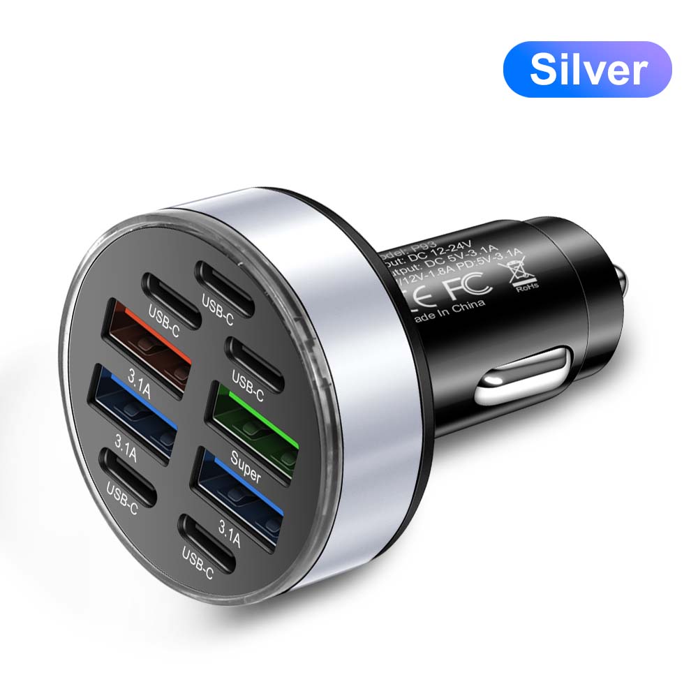 P93 9-in-1 USB Autoladegerät für iPhone-Buchse PD Autotelefonladegerät für Samsung Huawei Xiaomi