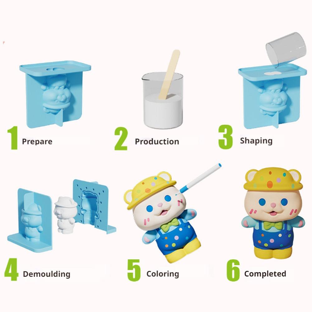 Plaster Graffiti Set DIY Creative Painting Gypsum Powder Craft Kit Children Kids Toys Molds Paints Tools Art Activity Gift