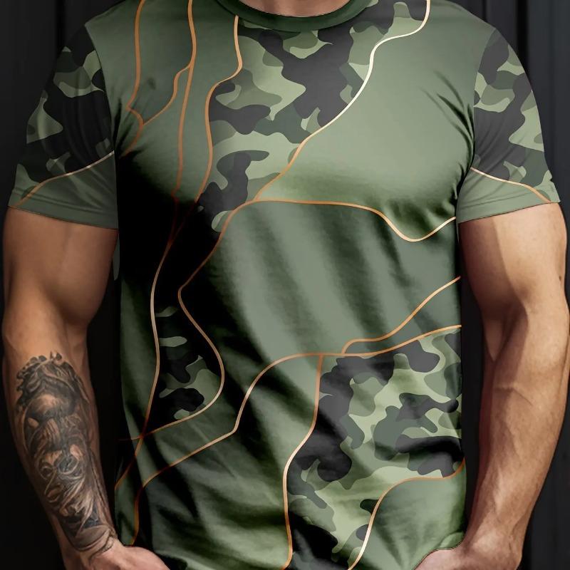 Camouflage Print Men's Tshirt Casual Comfortable Streetwear 3D Summer Outdoor Short Sleeve Crew Neck Sports Top Training T-shirt