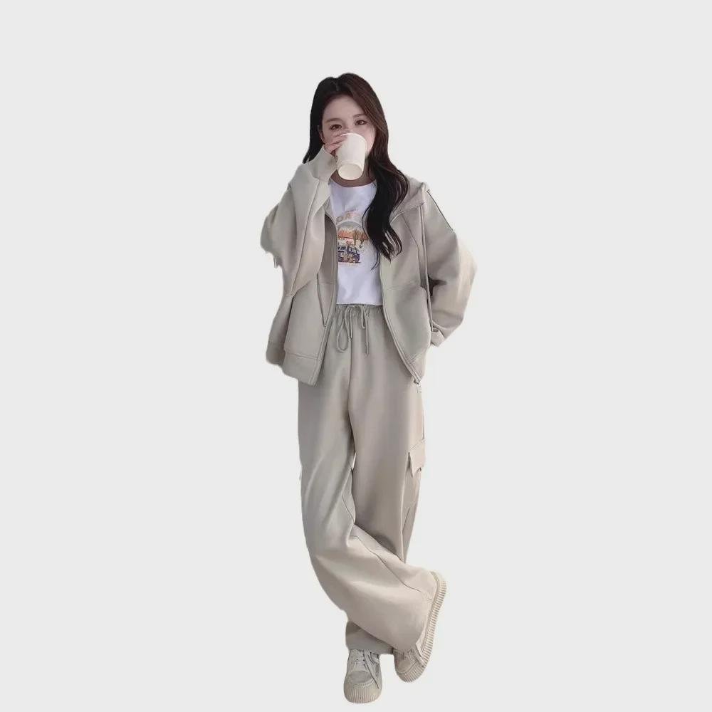 Plus Size Spring/Autumn Slimming Sweater & Jogger Set for Women