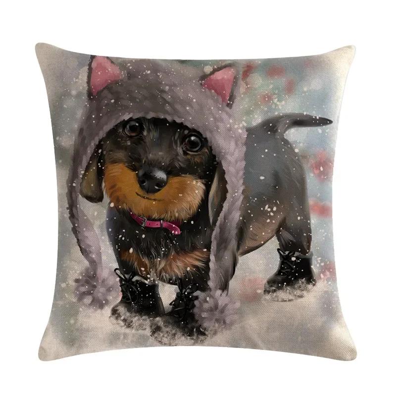 Lovely Animal Dress Up Series Flax Embrace Pillowcase Family Adornment Sofa Car Cushion Cover 45*45Cm