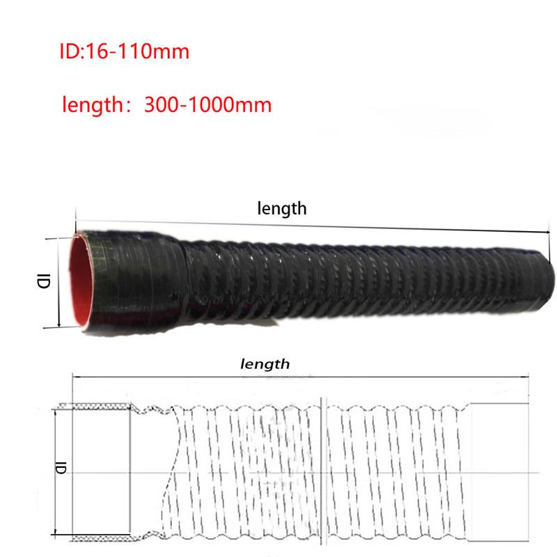 Built In Steel Wire Silicone Hose Black Silicone Connecting Tube ID16-110mm Silicone Hose Radiator Inlet High-pressure Rubber Jo