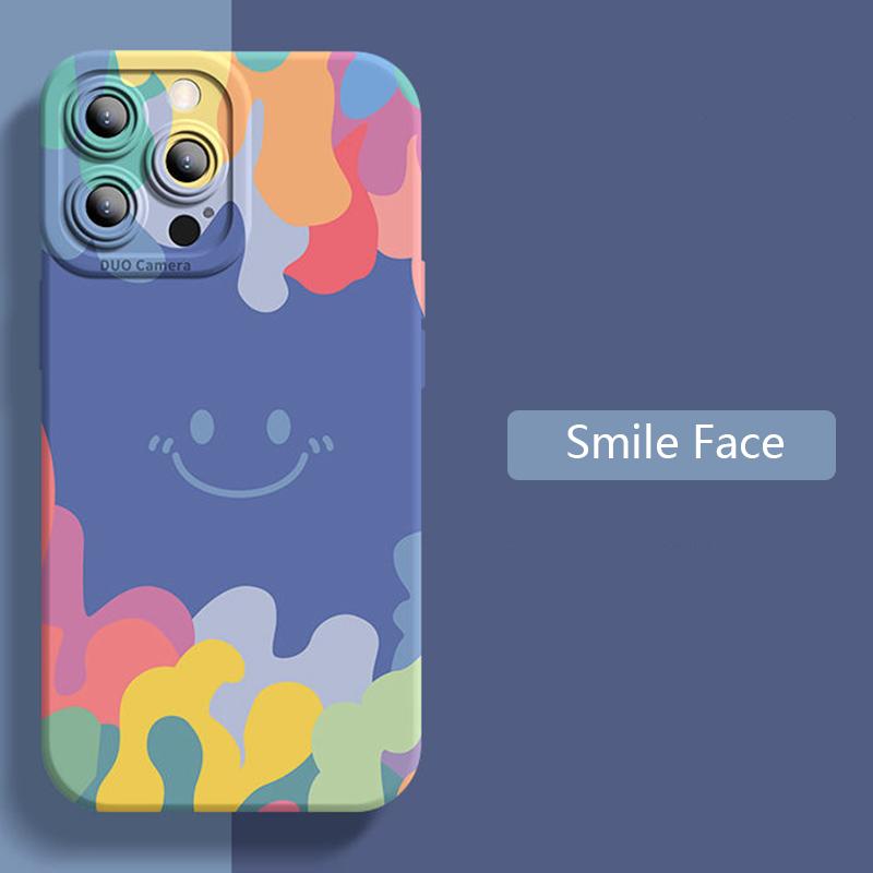 Luxury Ice Cream Smile Face Case For iPhone 17 16 15 14 13 12 11 Pro Max 16 Plus 17 Air 16E Shockproof Candy Soft Silicone Cover