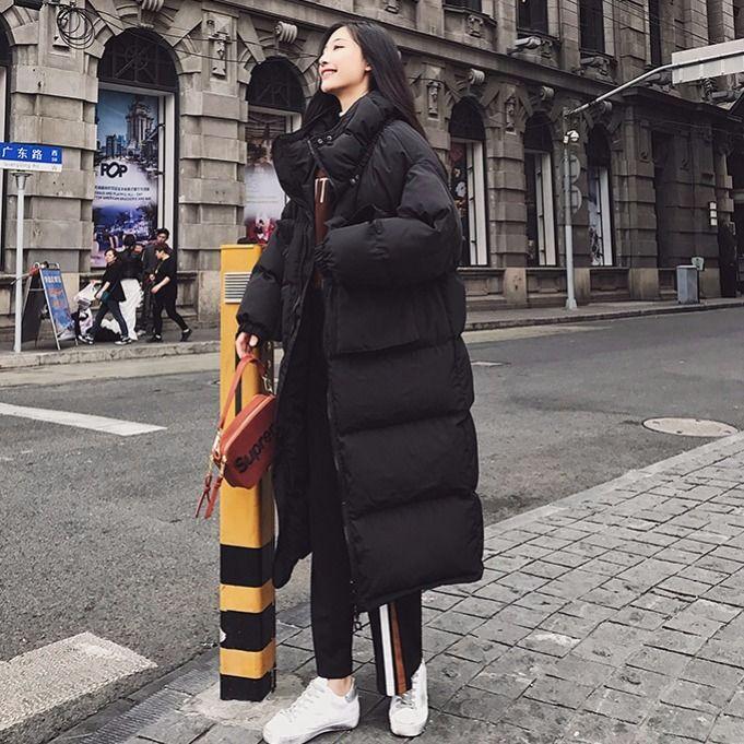 korean long down jacket