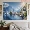 Luxury Large Wall Tapestry Canvas Print Alpine Mountain Lake European Scenery Landscape Art Decor for Living Room Bedroom
