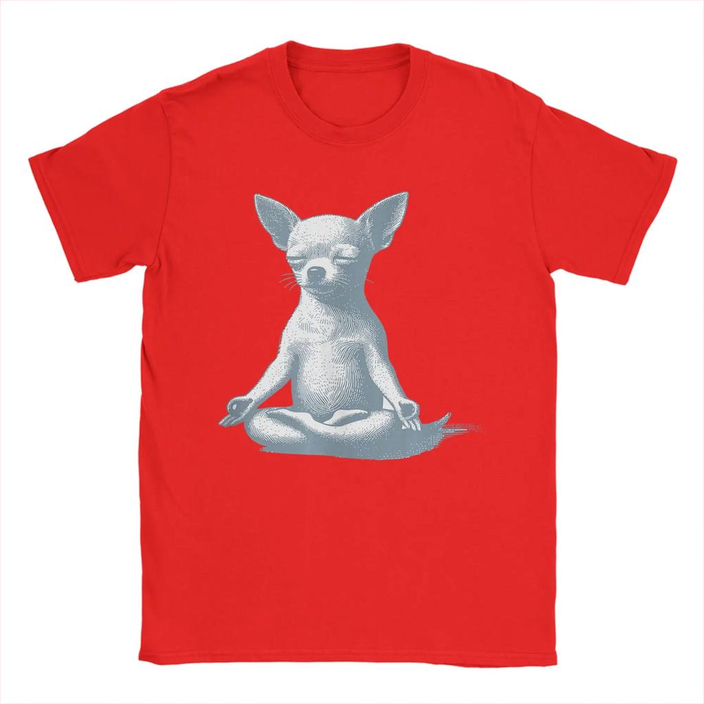Unisex Tshirt Chihuahua Yoga Meditation Humorous Cotton Tees Short Sleeve T Shirts Round Collar Clothes Plus Size