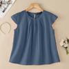 ZANZEA Women Casual Round Neck Solid Color Short Sleeve Cotton Blouse