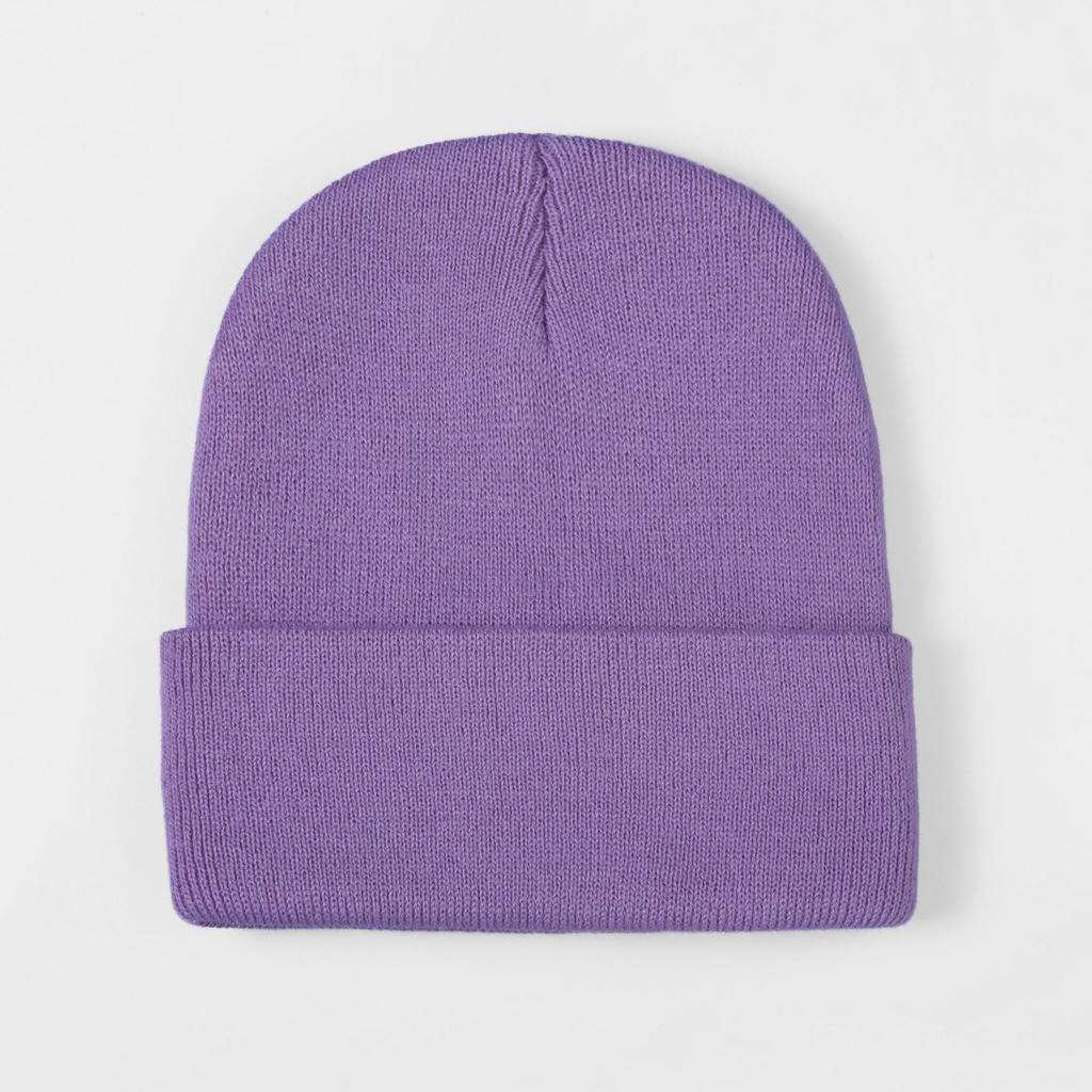 [] Acrylic fiber enlarged warm knitted hat big head circumference solid color flanging cold hat thickened warm
