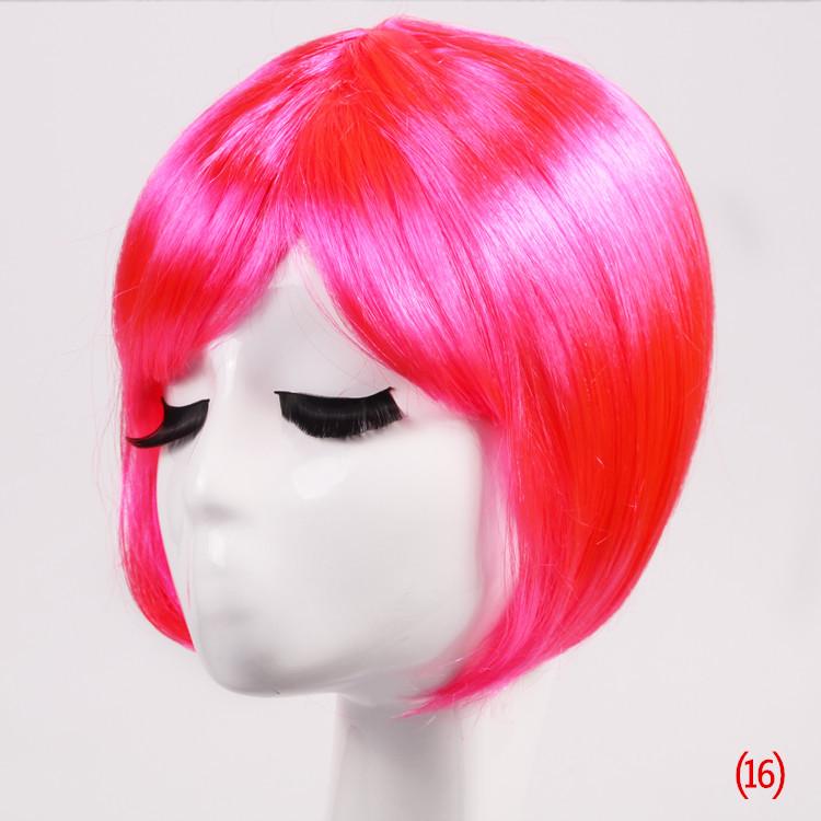 Parrucca Corta Sintetica BOB Completa Multicolore Cosplay Festa di Halloween Capelli Corti Parrucche Monocolore