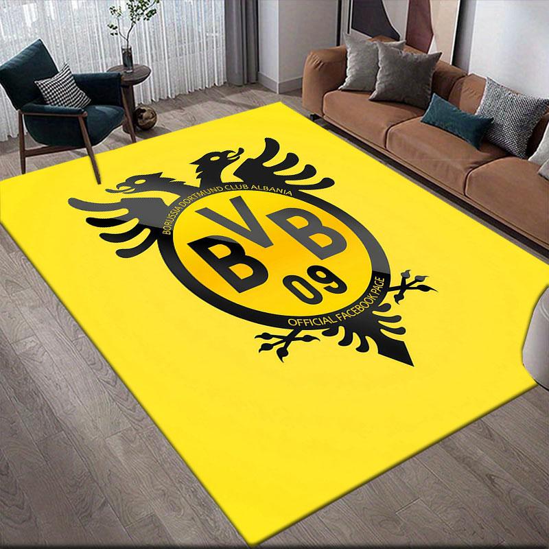 Dortmund Flannel Printed Carpet, Home Sofa Decoration for Living Room & Bedroom, Non‑Slip Play Flannel Floor Mat for Game Room