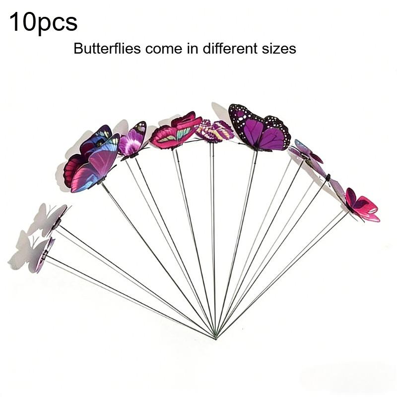 10pcs 3D Butterfly Garden Decorative Stakes Elegant Realistic Decorative Display Office Home Decor DIY Crafts Garden Accessories