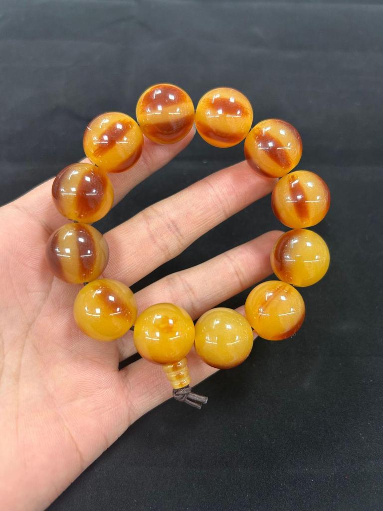 Ox Horn Buddhist Beads Resin Bracelet - Tibetan Yak Inspired Craft