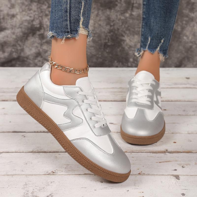 Fashion New Style Women's Vulcanize Shoes Trainer Casual Shoes Vintage Sneakers Sports Shoes Women Leather Sneakers Retro Design Lace-up
