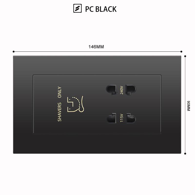 British 13A Socket with USB-C Fast Charging, Hong Kong & Macau Version, Black 3-Hole Square Pin 86 Panel