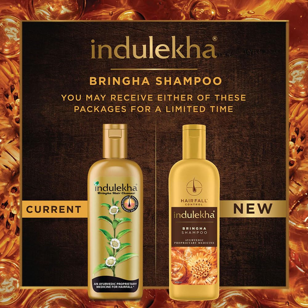 Indulekha Bringha Shampoo Hair Fall Control And Growth Pack Of 2 340ml Each Nourishing Ayurvedic Cleanser For Stronger Thicker Shiny Hair