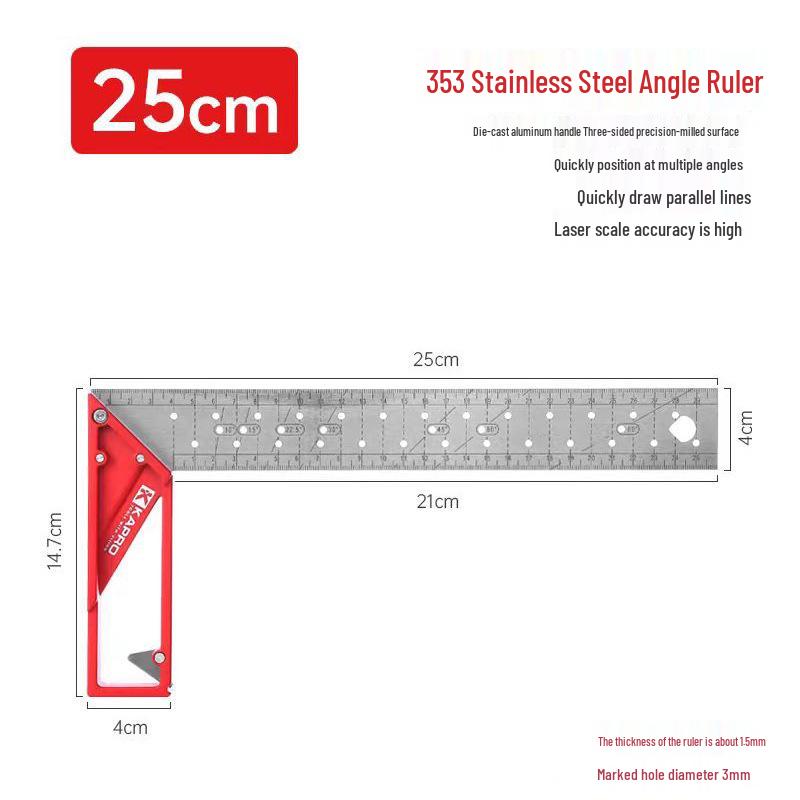 KAPRO 353 Stainless Steel Angle Ruler & 354 Aluminum Right Angle 90° Multi-Functional Ruler Other