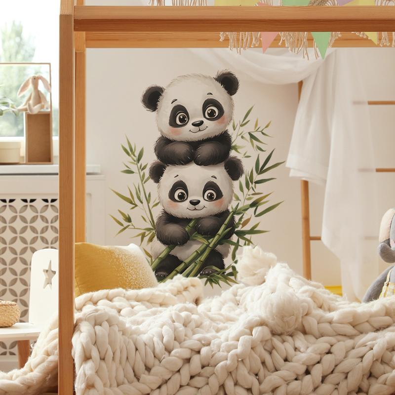 Cartoon Aquarell Bambus Panda Schlafzimmer Wohnzimmer Eingang Dekoration Selbstklebend Raumdekor