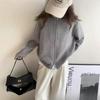 Loose Fit, Sweater, Coat, Women's, Double Zipper, Stand Up Collar, Knit, Cardigan