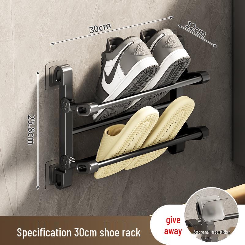 Foldable Wall-Mounted Shoe Rack for Behind-the-Door Storage