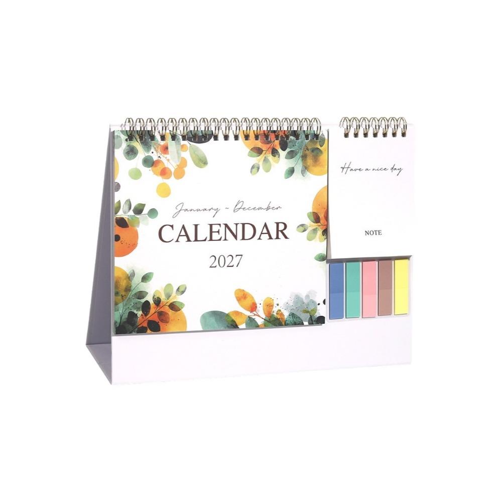 Portable Standing Flip Calendar Spiral Bound Desktop Calendar 2027 Desk Calendar School College