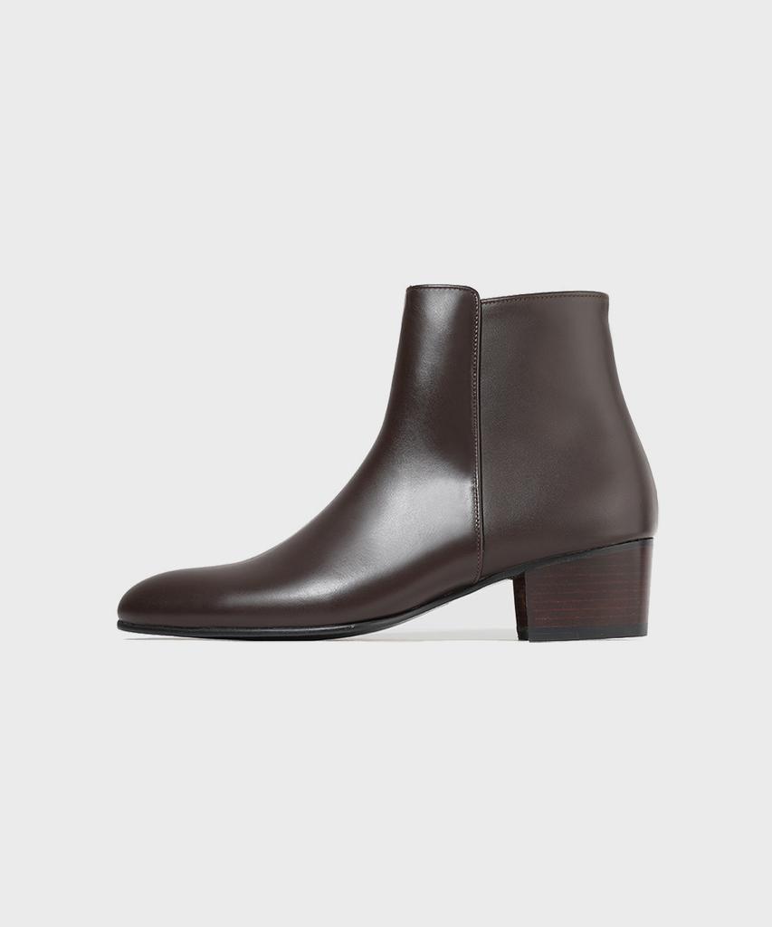 Firenze Atelier 4.7Cm Castarsole Minimal Zipper Ankle Boots 3335 [Brown Fg]