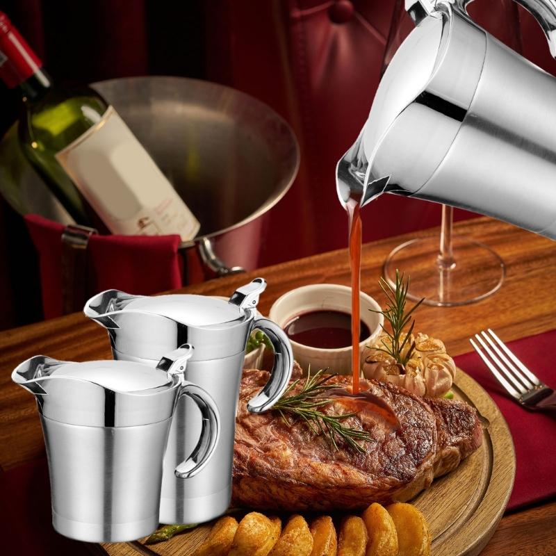 Effektive isolierte Soßentöpfe mit Deckel Edelstahl Thermotöpfe zum Servieren von Soße Küchenutensil