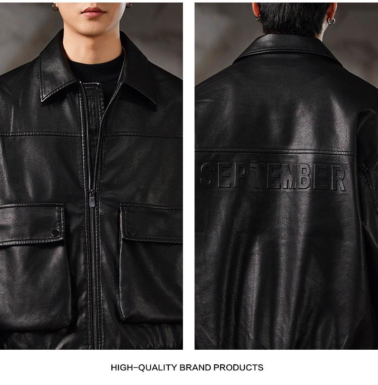 Men's High-End Retro PU Leather Motorcycle Jacket - Autumn Cool, Loose Lapel Coat
