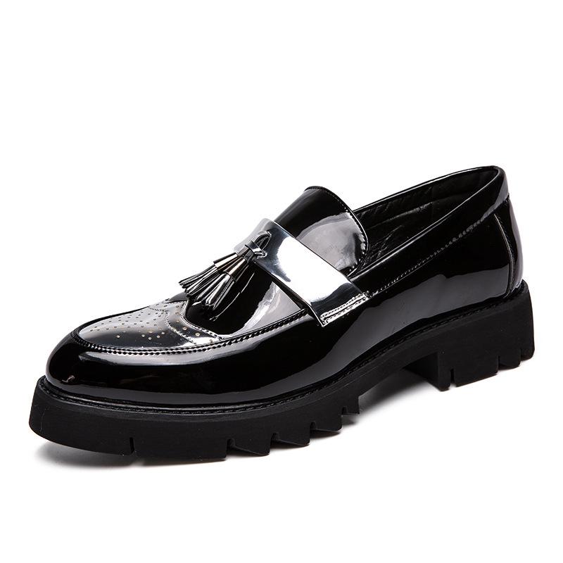Korean Style Men s Trendy Patent Leather Slip-On Sneakers 37