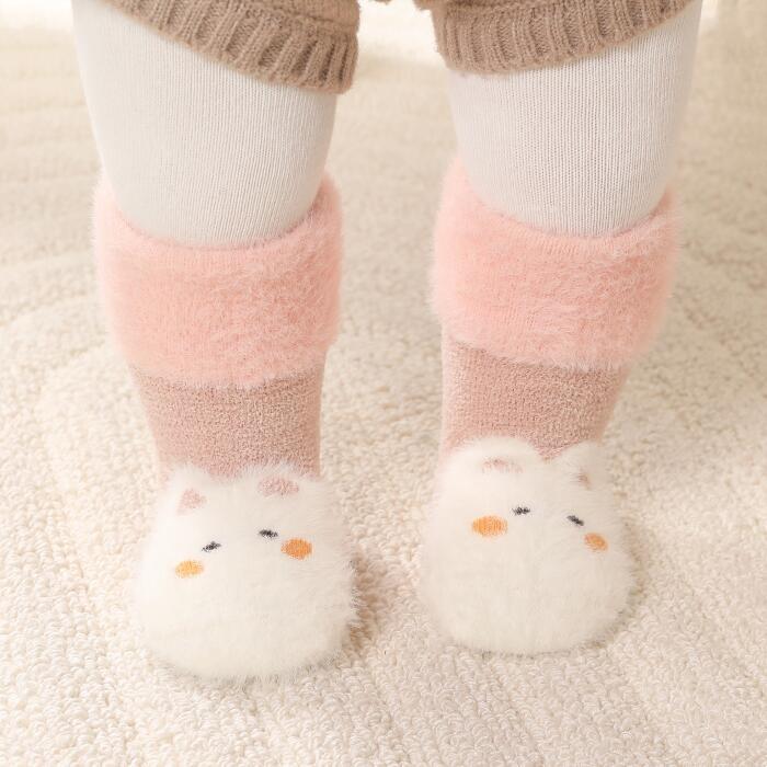 Winter Baby Plush Socks Thick Fleece Looped Floor Sock Cute Cartoon Newborn Warm Thermal Sock Indoor Children