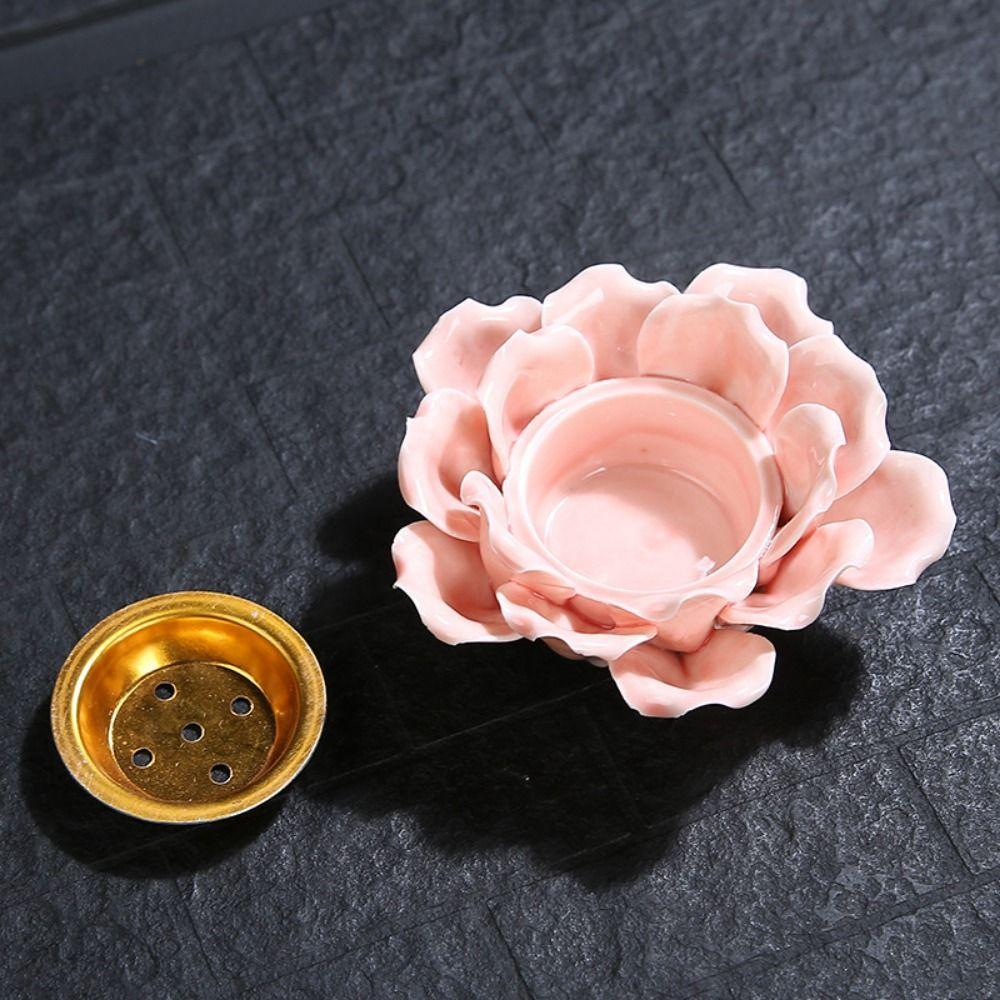 Handmade Ceramic Incense Burner Detachable Incense Burning Tray Lotus Aromatherapy Holder  Home