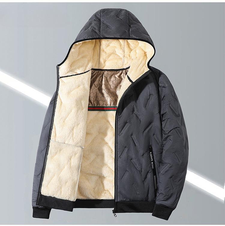 Hooded Cotton-padded Jacket Men's Plus Velvet Cotton-padded Jacket Men's Winter Plus Velvet Jacket Warm Graphene Cotton-padded Jacket
