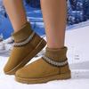 Fleece short boots for women's autumn and winter new thick-soled snow boots keep warm and pedal casual cotton shoes for women
