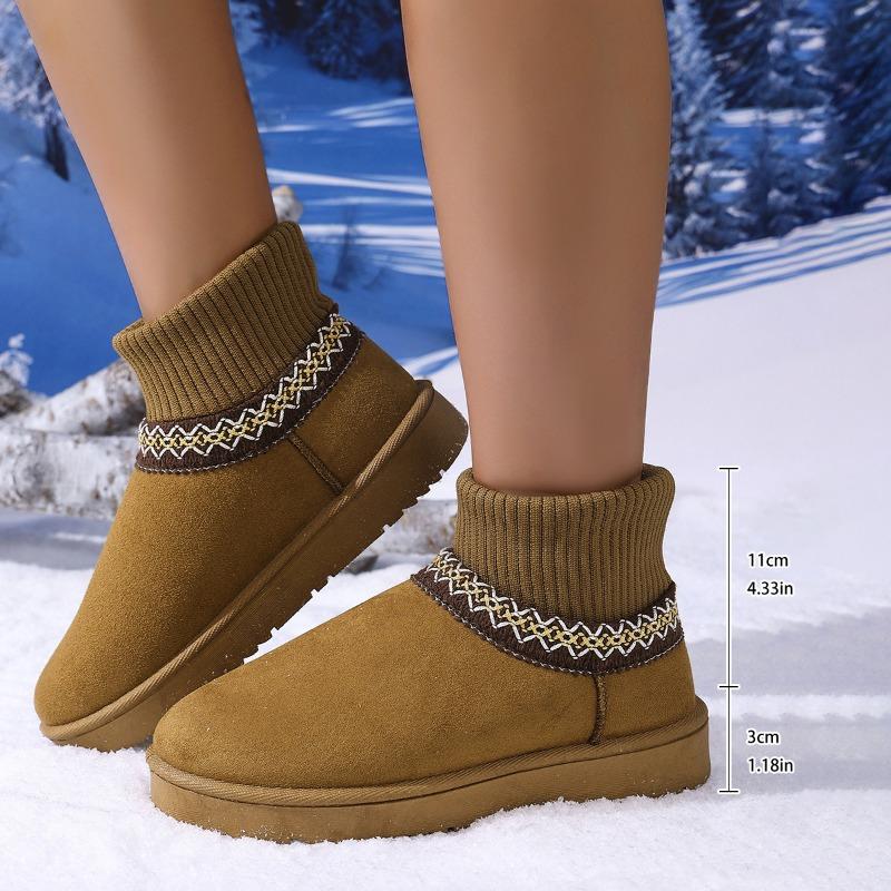 Fleece short boots for women's autumn and winter new thick-soled snow boots keep warm and pedal casual cotton shoes for women