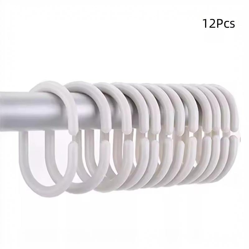 12 Pezzi Anelli a C in Plastica per Tenda da Doccia Gancio Appendiabiti in Plastica Sostituzione Accessori Universali per Appendere Tende da Bagno