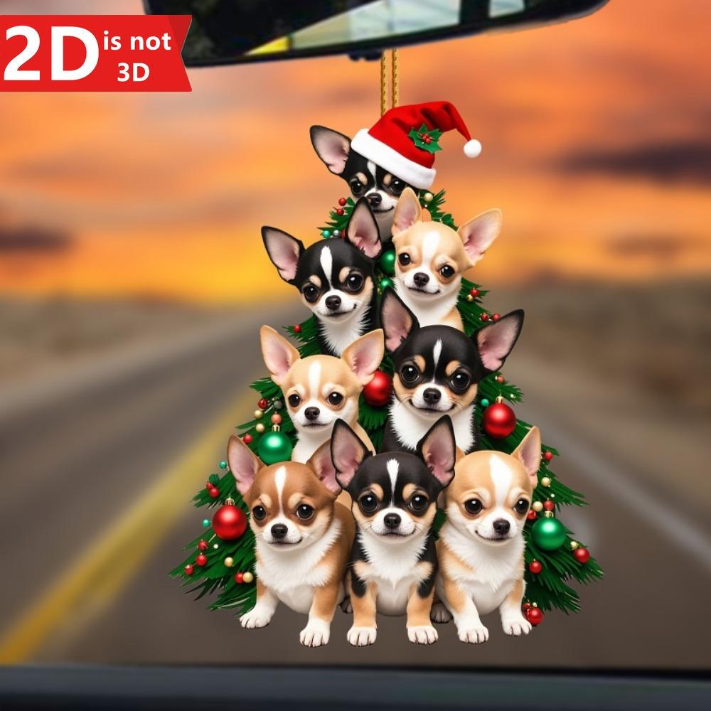 Chihuahua pendant for car mirrors, keychains, and Christmas trees. A versatile creative gift accessory.