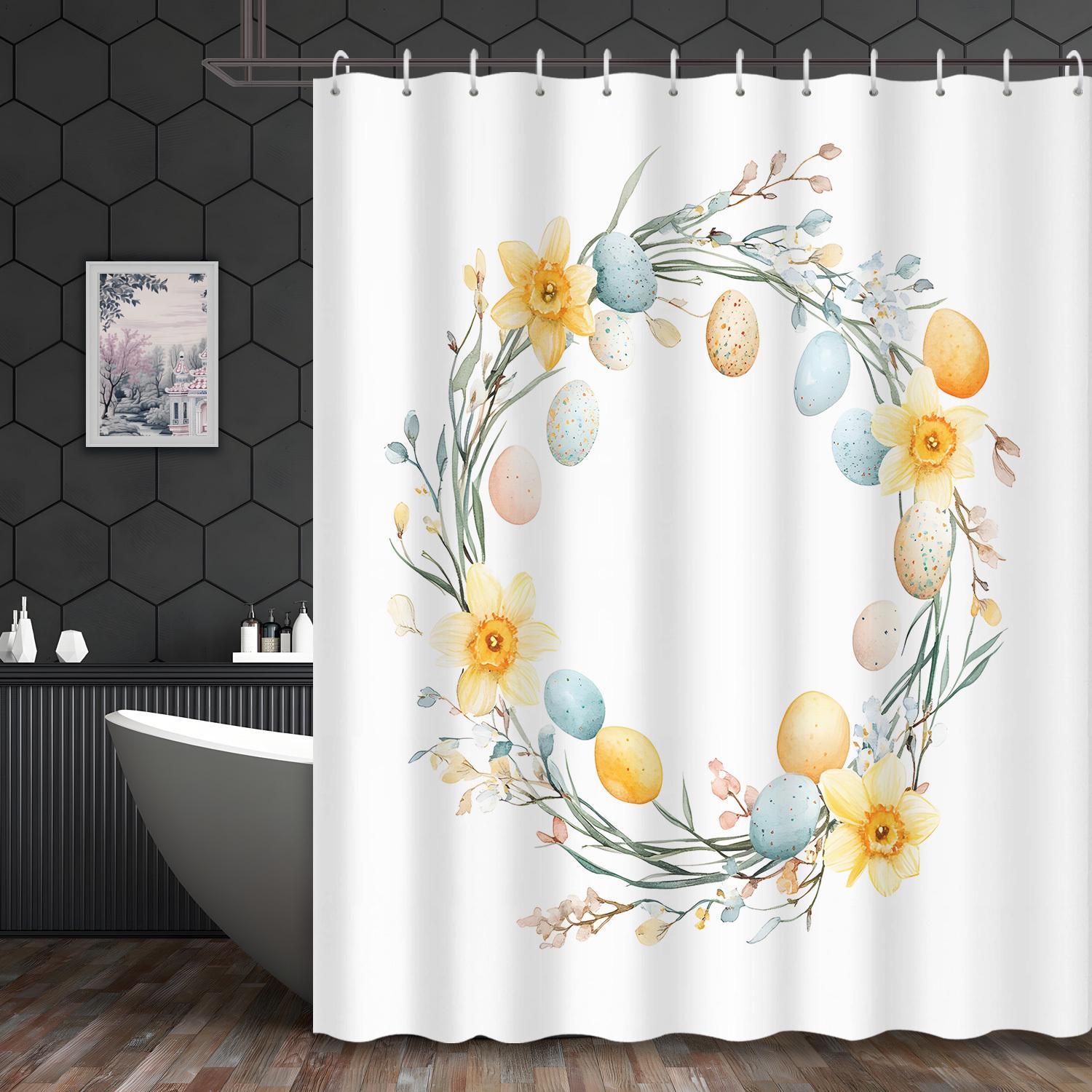 

Easter Egg Shower Curtain - Watercolor Cartoon Print, Small Fresh Design, Bathroom Partition Curtain W90xH180cm