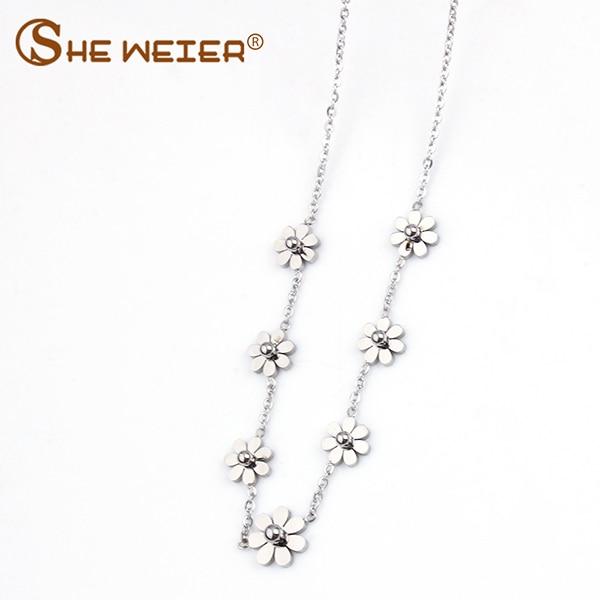 

Популярное ожерелье из нержавеющей стали с подвеской в виде цветка, цепочка, чокер, подарок для девушки, женщины, ювелирный аксессуар, подарок на день рождения