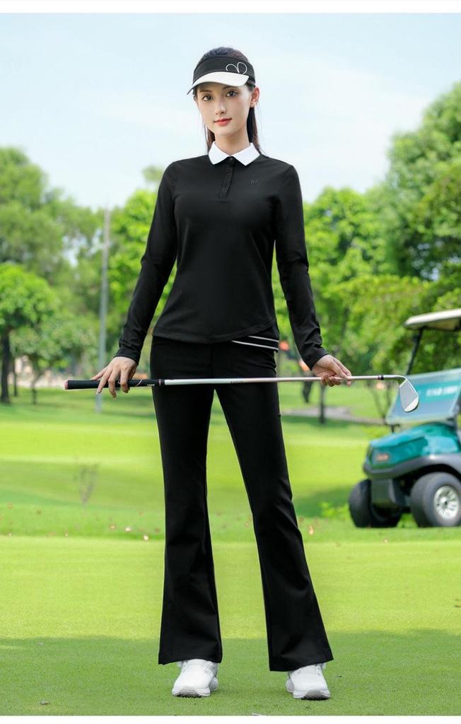 PGM Women's Autumn/Winter Golf Apparel: Long-Sleeve Polo Shirt & Pants Set
