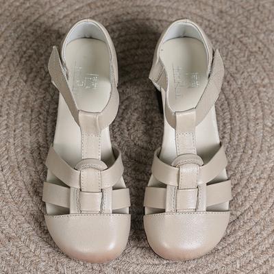 Damen Echtleder Sandalen Bequeme Weiche Sohlen Schuhe Mode Sommer Niedrigabsatzschuhe Damen Römische Gladiatoren Sandalen